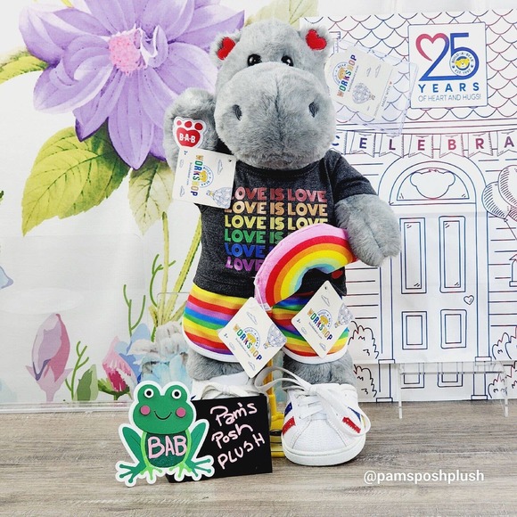 NWT Build A Bear Pride HIPPO & Rainbow Shirt Shorts, Wristie LGBTQ Clothes Heart - Picture 5 of 16